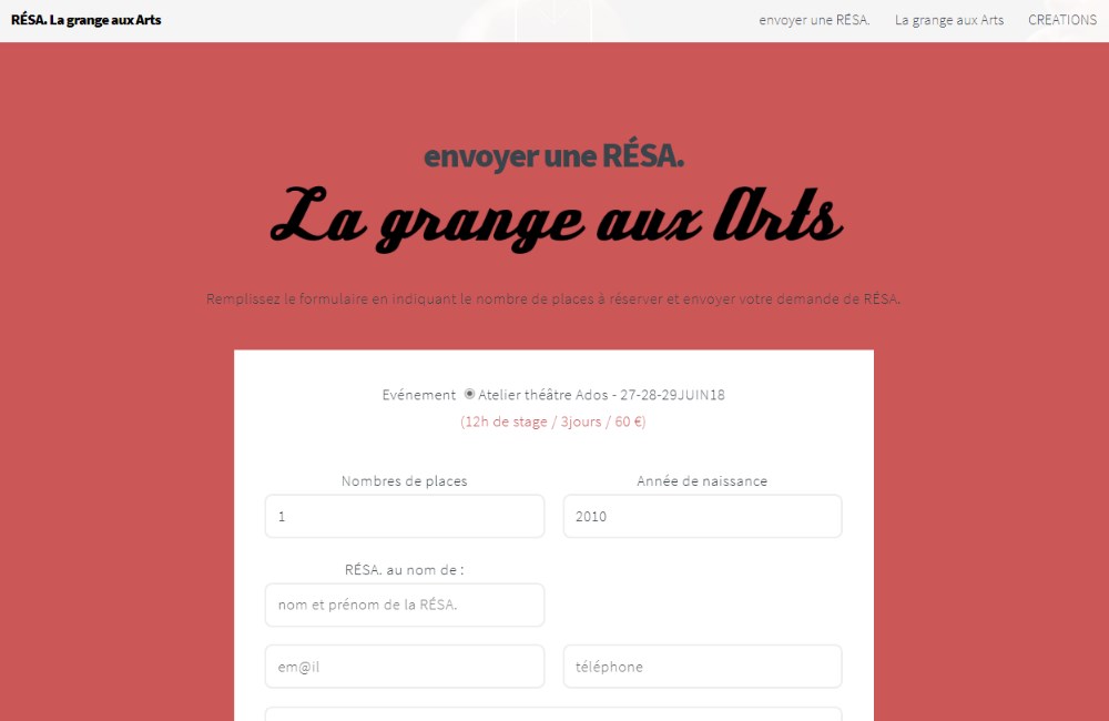 RÉSA. Site de réservation ateliers et spectacles